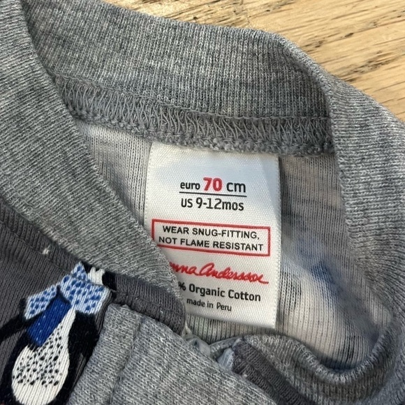 Hanna Andersson Gray Winter Penguin Holiday PJ Zip Up Pajamas Sz 9-12 mo 70cm - Picture 4 of 7